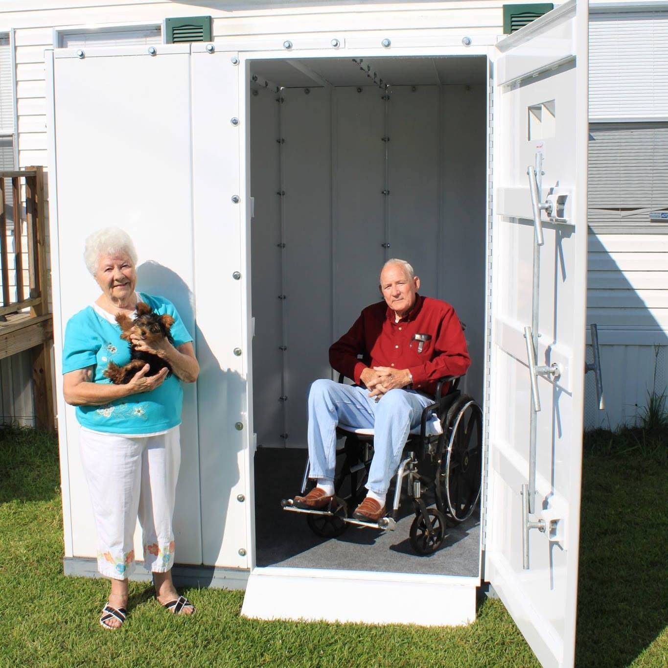 Panelized storm shelters for wheel chairs